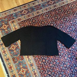 OAK + FORT Black Crew Neck Crop Sweater